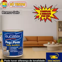 Tinta para Parede Branco Gelo 3,6L Pegue e Pinte Acrílica Eucatex Anti Mofo Sem Cheiro