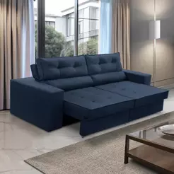 Sofá Retrátil e Reclinável 2 lugares 1,70m com Molas Mirela Suede Azul Adonai Estofados