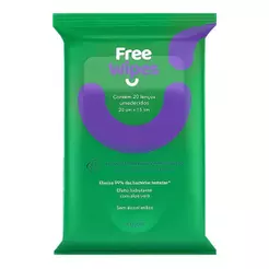 Free Wipes Contém 20 Lenços Umidecidos