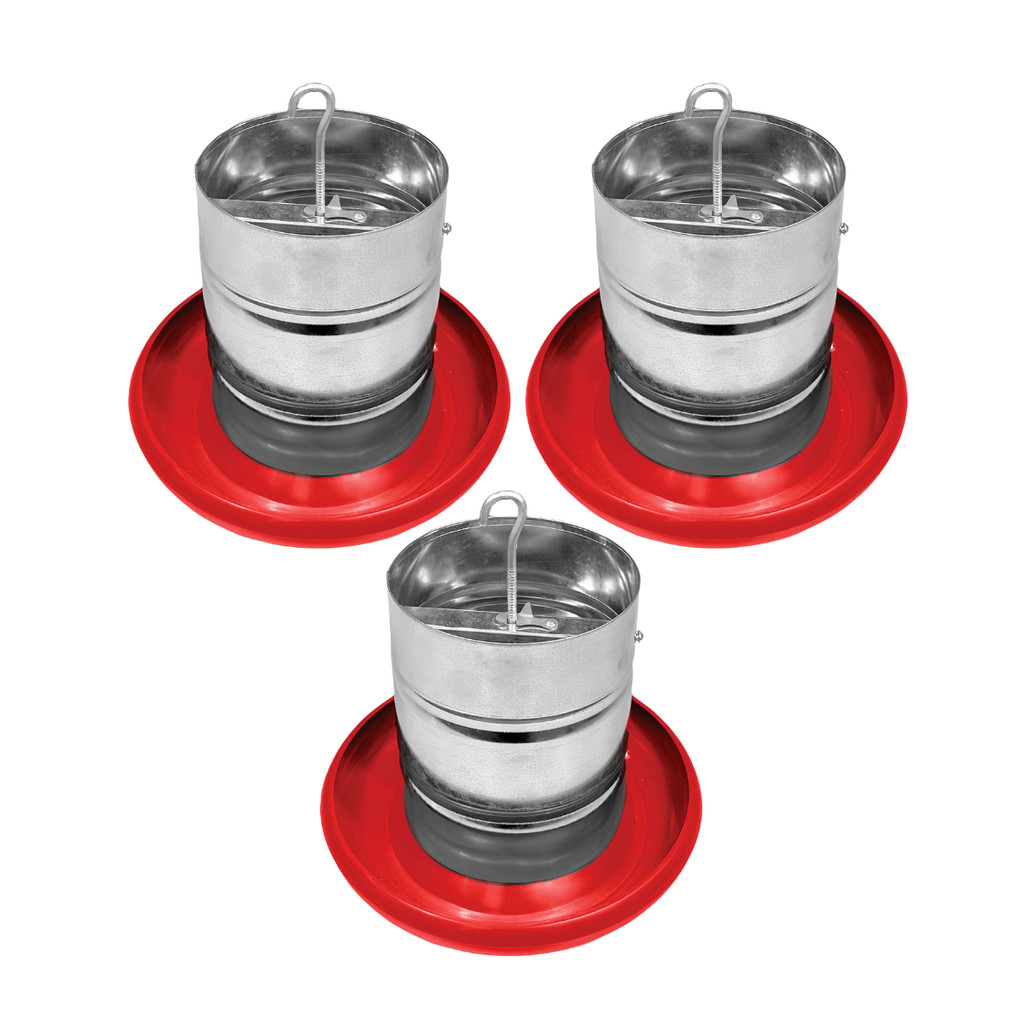 Kit 3 Comedouro Tubular 3kg p/ Frango Aves Galinha Faisão Prato Anti Desperdicio