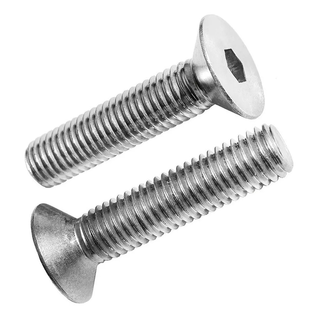 Parafuso Allen Inox Com Cabeça Conica Chata M6 X 30mm 10 Pçs