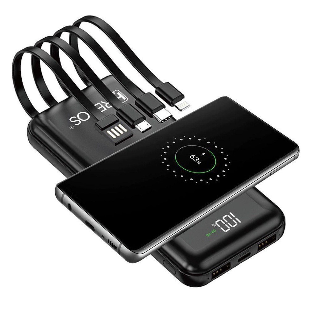 CARREGADOR 10000MHA  POWER BANK  INDUÇÃO UNIVERSAL 4 cabo Sem fio Bateria Carga