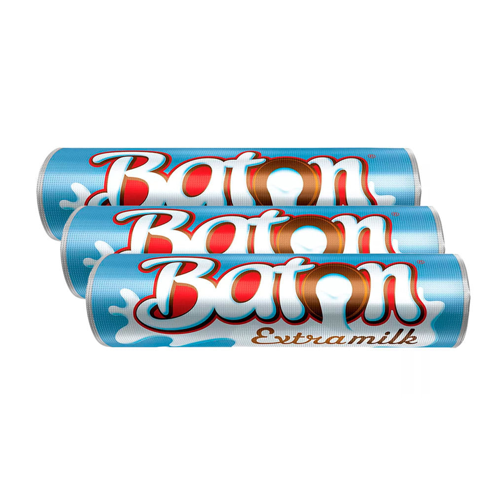 Kit 3 Chocolate Garoto Baton Recheado Extramilk 16g