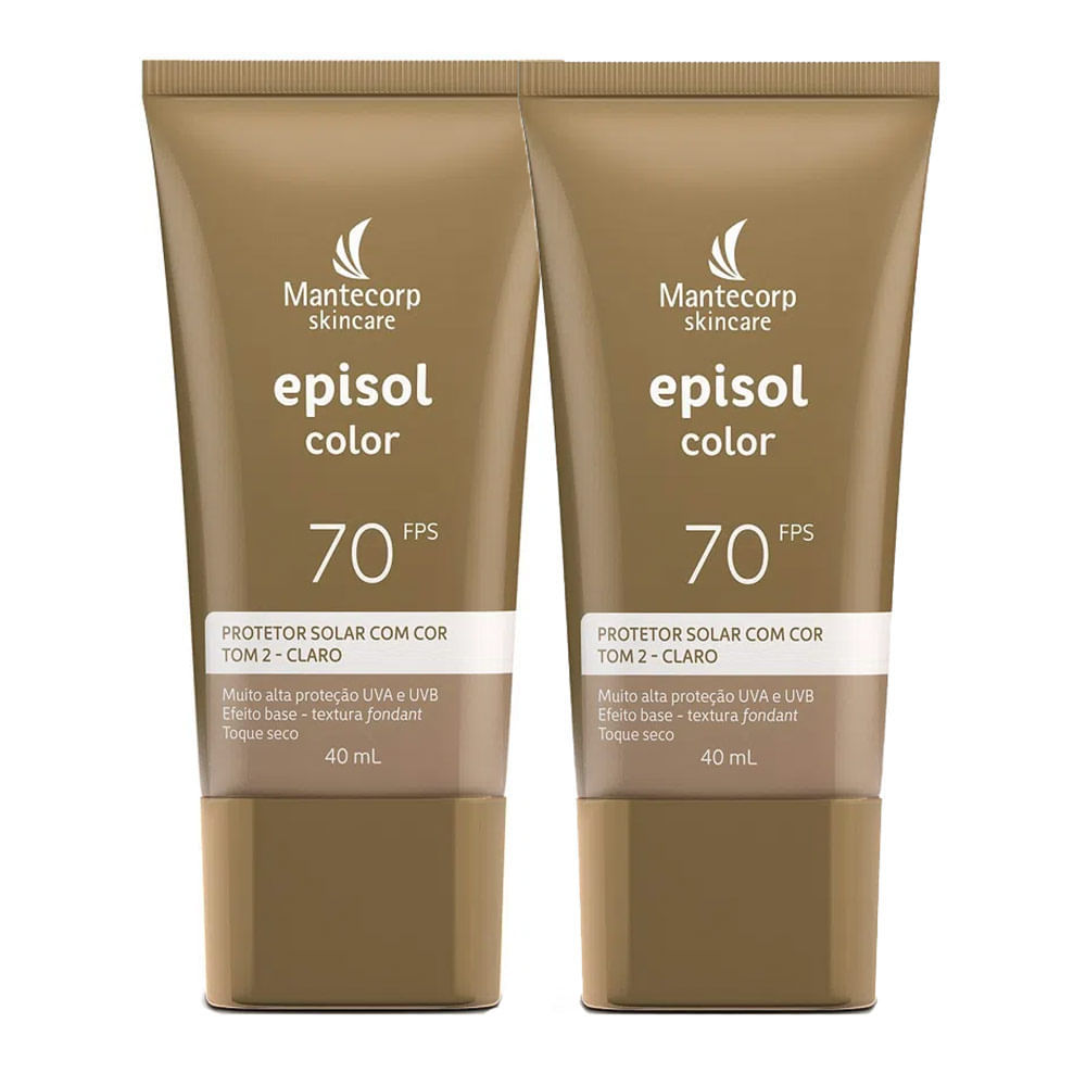 Kit 2 Protetor Solar Episol Color Tom 2 Claro FPS 70 40ml em Oferta na Shopee