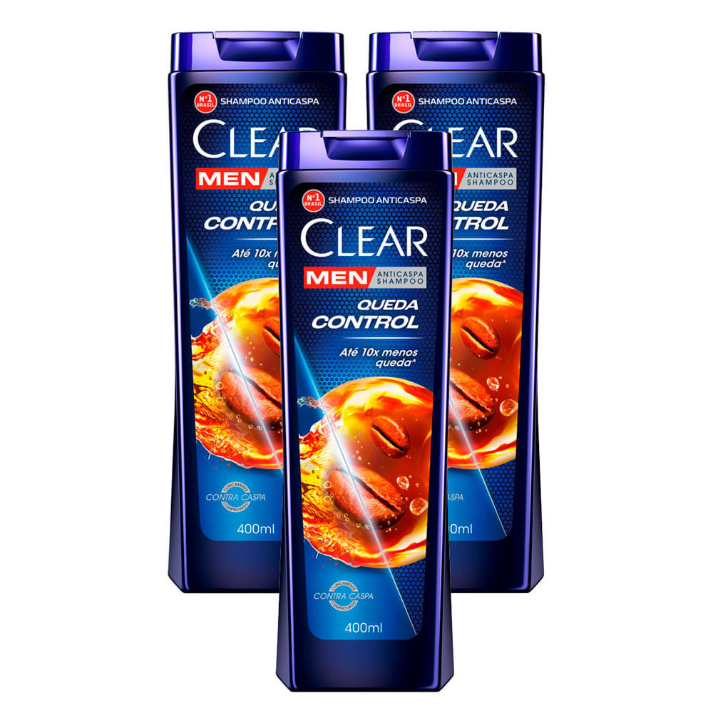 Kit 3 Shampoo Clear Men Queda Control 400ml em Oferta na Shopee