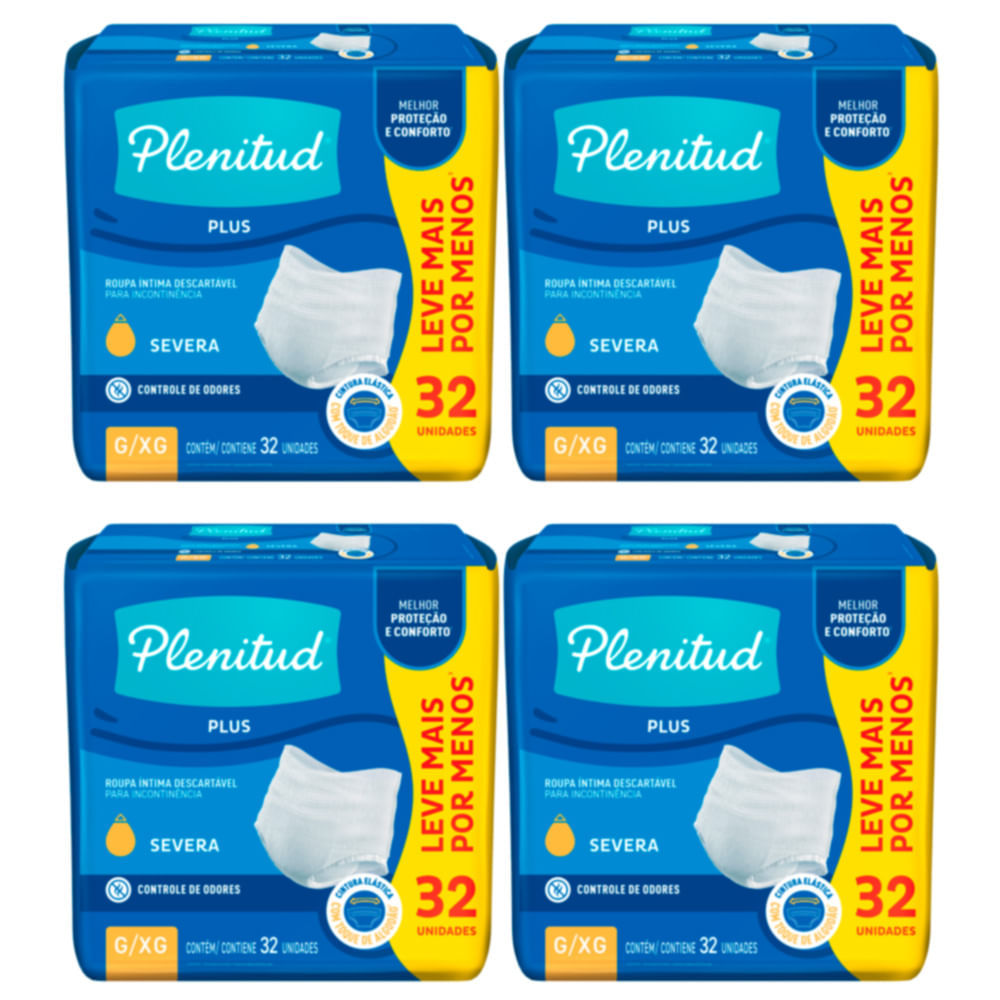 Kit 4 Roupa Íntima Plenitud Plus Unissex Tamanho G/XG 32 Unidades Descartáveis em Oferta na Shopee