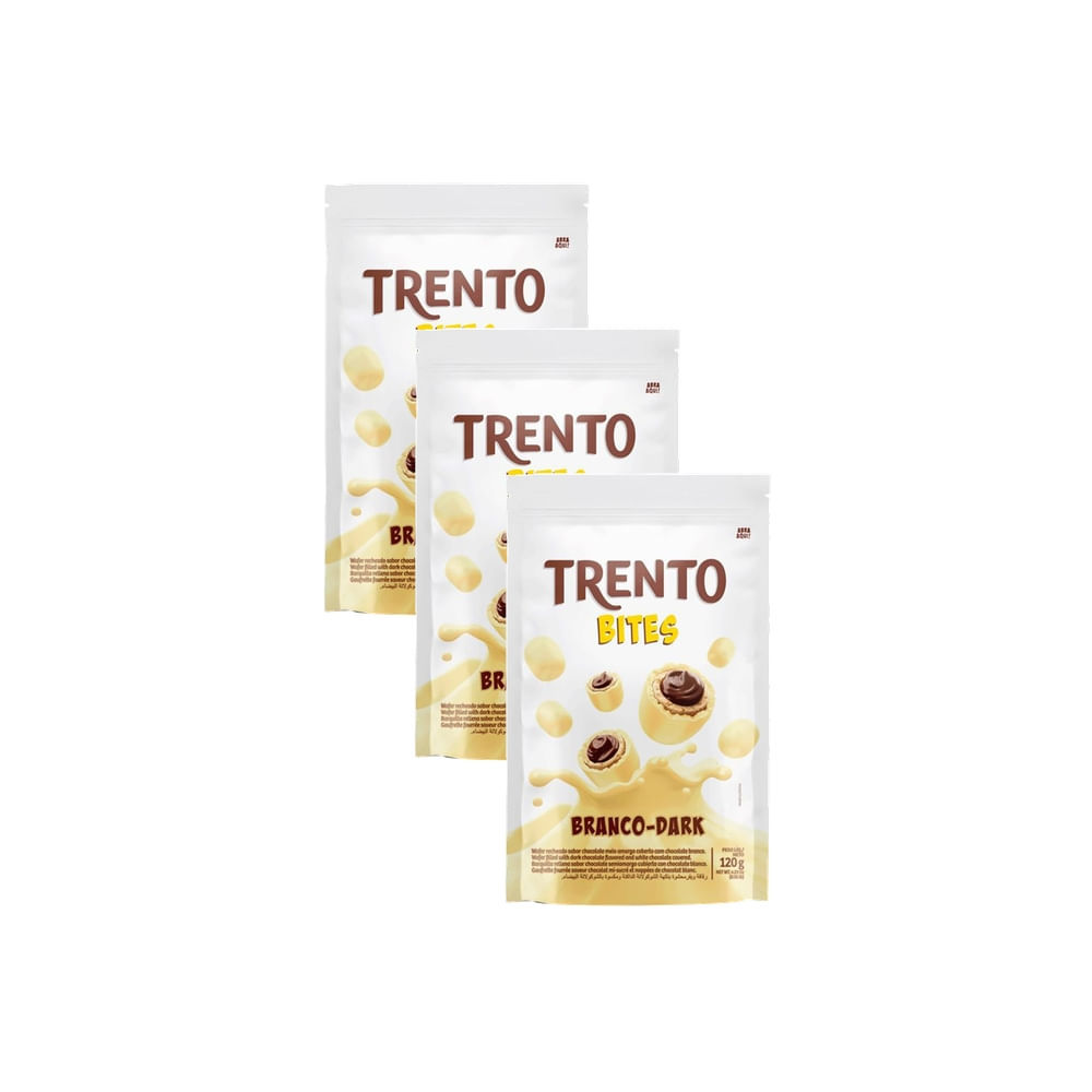 Kit 3 Chocolate Trento Bites Branco Dark 120g