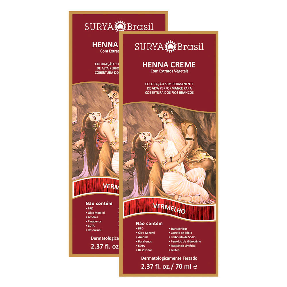 Kit 2 Henna Creme Surya Brasil Vermelho Kit