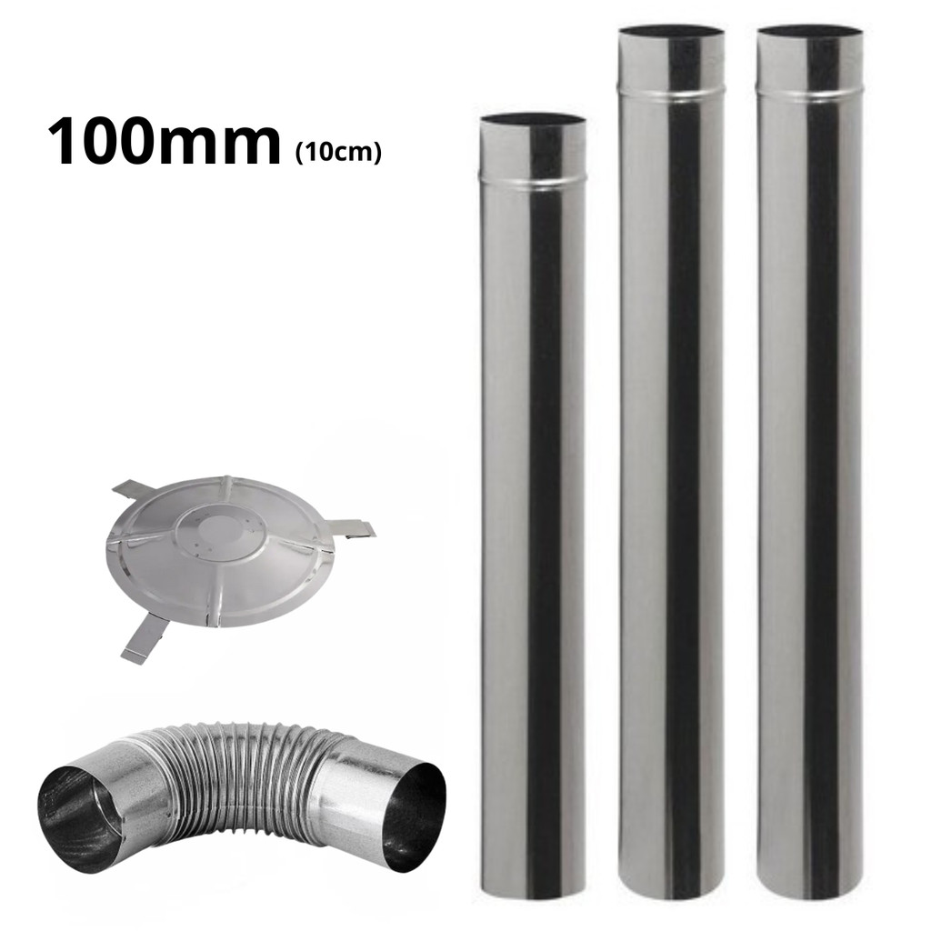 Kit Chaminé  Fogão a Lenha 5 Peças 100mm  Galvanizado c/ Curva