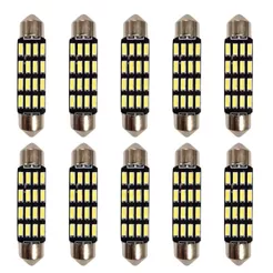 KIT 10 LAMPADA TORPEDO CAMBUS 16 LED C5W 41 MM BRANCO 12V
