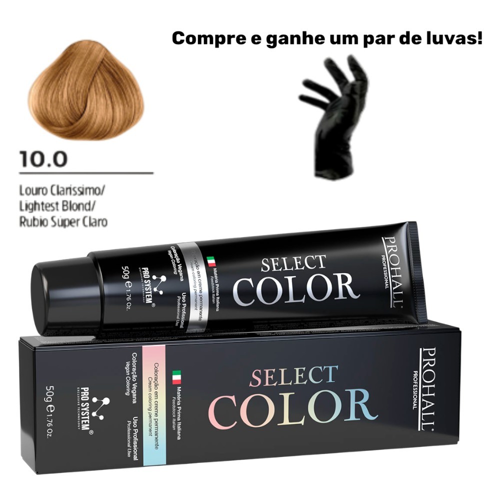 Coloração Permanente Select Color Nº10.0 Louro Claríssimo Prohall 50g