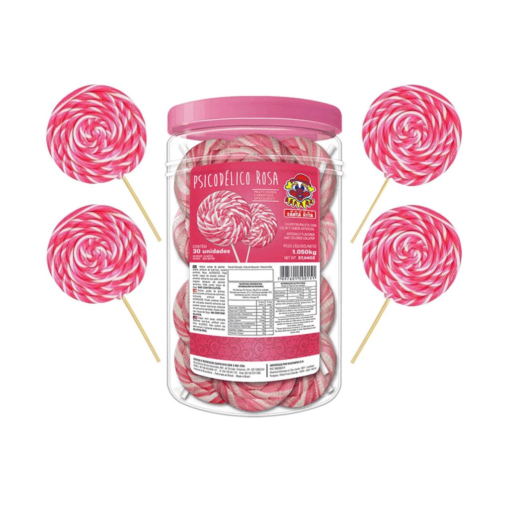 Pirulito Psicodélico Gigante Rosa Chaves Pote Com 30 Unidades de 35g Santa Rita em Oferta na Shopee