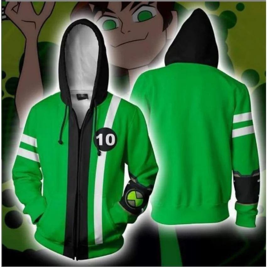 Anime Ben 10 Ultra Impressão 3d Casacos Com Capuz Masculino Moda Casual Oversized Zip Up Jaquetas Moletom Zíper