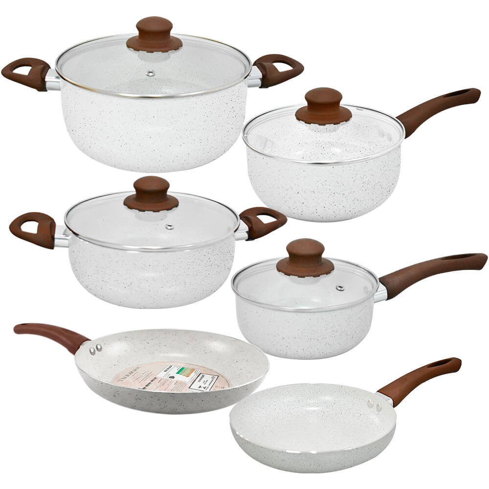 Jogo de Panelas Antiaderente Cerâmica Vanilla Florença 6 peças - Hauskraft Premium em Oferta na Shopee