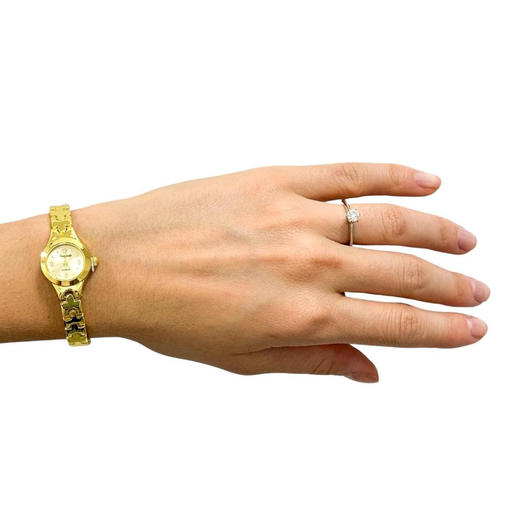 Relógio Feminino Elos Dourado Vintage Elegante Clássico Luxo Delicado Inox Sofisticado Formal
