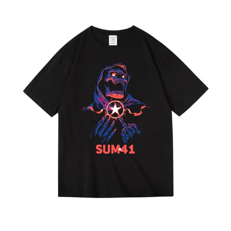 Music Soul Camiseta Unissex Sum 41 Banda Punk Rock Americana Estampada Algodão Confortável Estilosa Divertida Verão