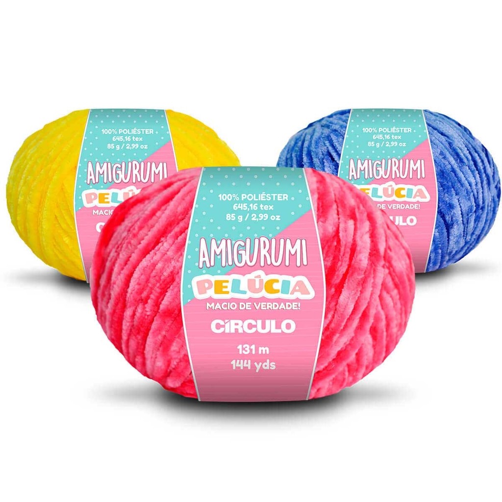 FIO AMIGURUMI PELÚCIA 85g - CÍRCULO - Crochê Bonecos Bichinhos Fofinhos Aveludado.