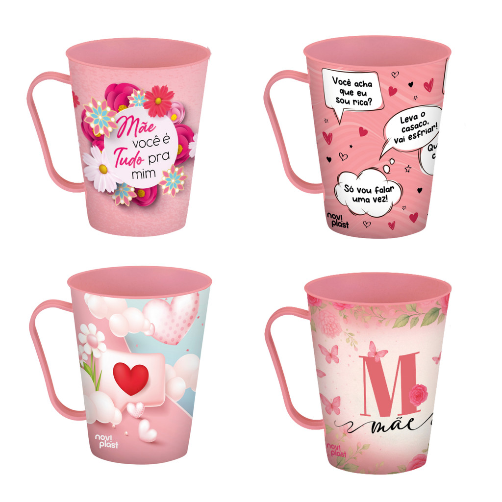 Kit 24 Canecas Personalizadas Dia das Mães Sortidas Rosa de 430ml em Oferta na Shopee