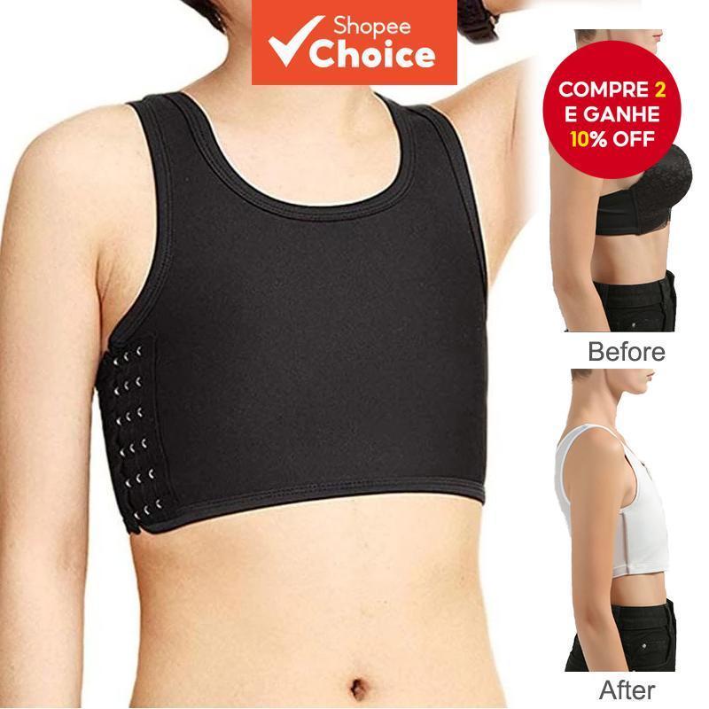 Pasta De Peito Transgênero FTM-Colete De Compressão Ajustável Com Gancho E Pulôver (XS-5XL) em Oferta na Shopee