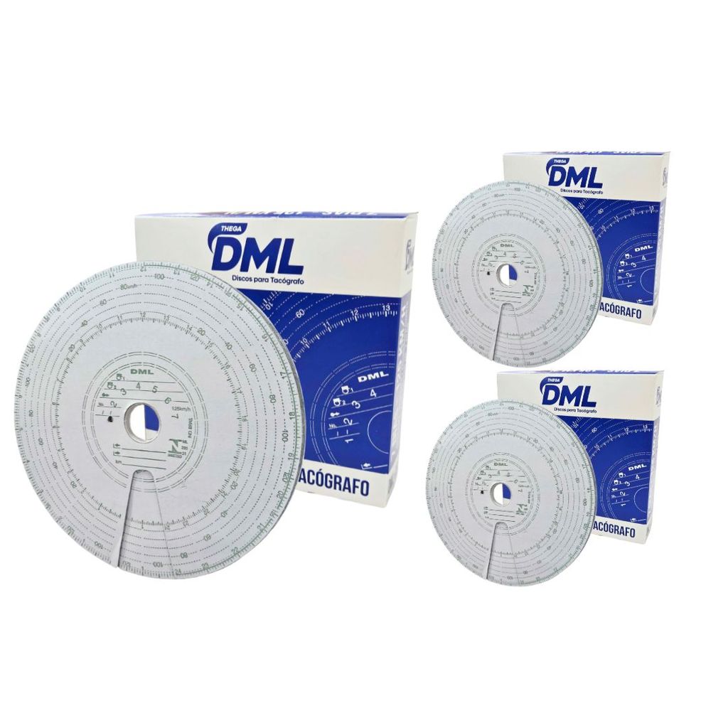 Kit 3 Caixa Disco Tacógrafo VDO Semanal 125Km/h Com 10 Conjuntos de 7 Discos Diagrama Semanais DML