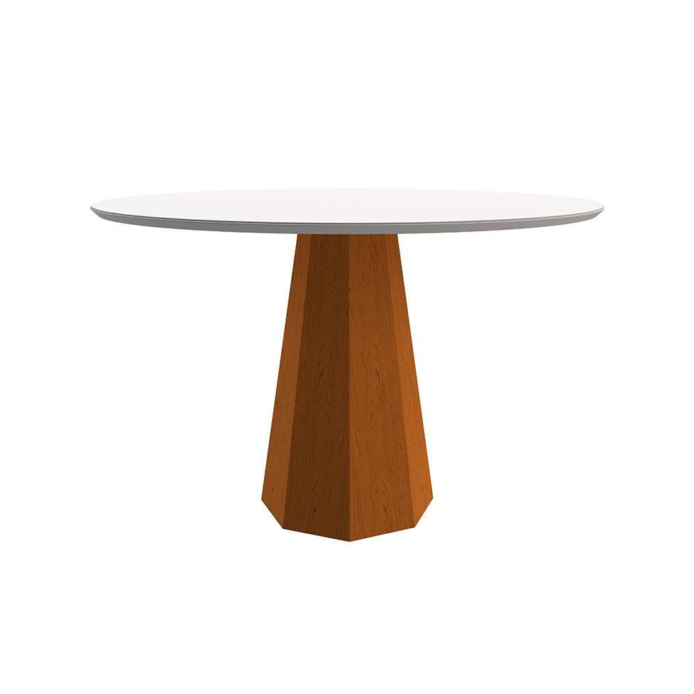 Mesa de Jantar Redonda com Tampo de Vidro Isis Off White e Ype 117 cm em Oferta na Shopee