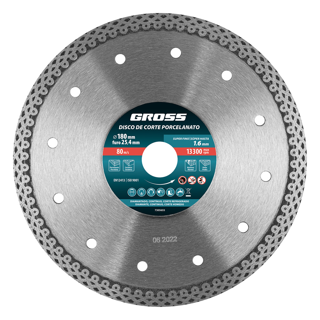 DISCO DE CORTE, DIAMANTADO, 180 X 1,6 X 25,4MM, 1PC // GROSS