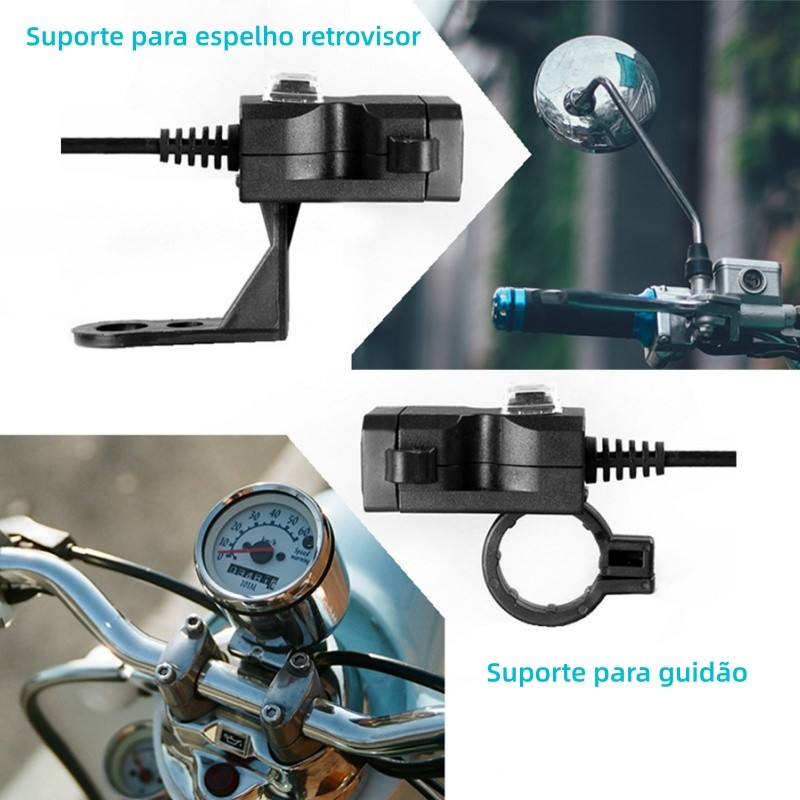 Novo Carregador à Prova d'Água de Guidão para Motocicleta 12V com Duas Saídas USB para Celular — imagem 2 de 2