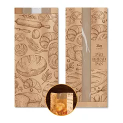 Saco Kraft Padaria Com Visor 3kg Embalagem 500und 16,5x37cm