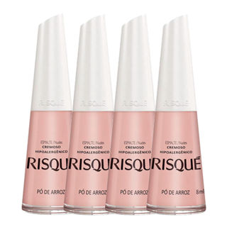 Kit 4 Esmalte Risqué Cremoso Cor Pó Arroz 8ml em Oferta na Shopee