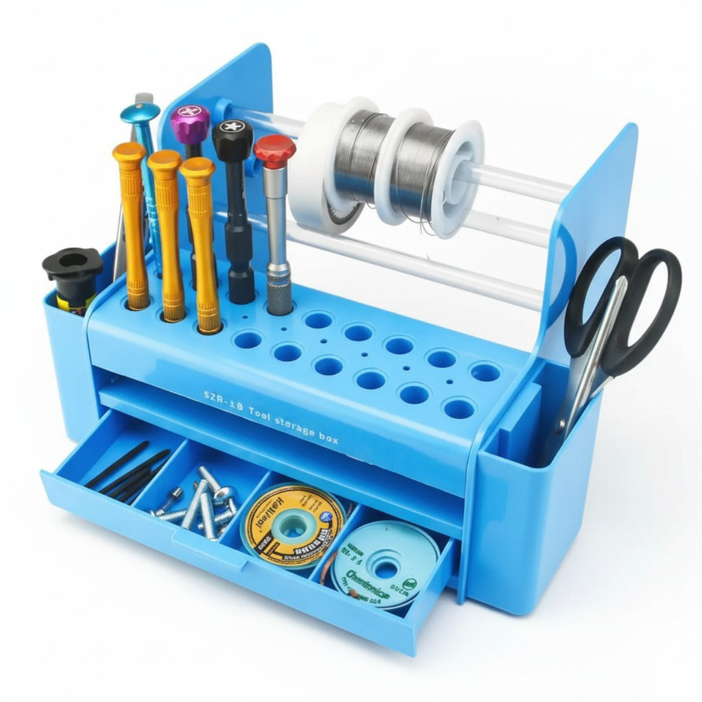 Organizador De Ferramentas Bancada Assistências De Celulares Azul em Oferta na Shopee