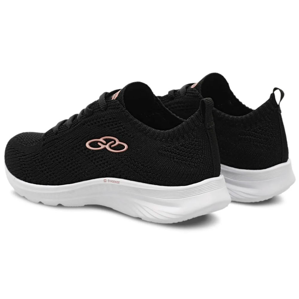 Detalhes do Tênis Feminino Olympikus 130G Ultraleve Hypersox Preto/Rose