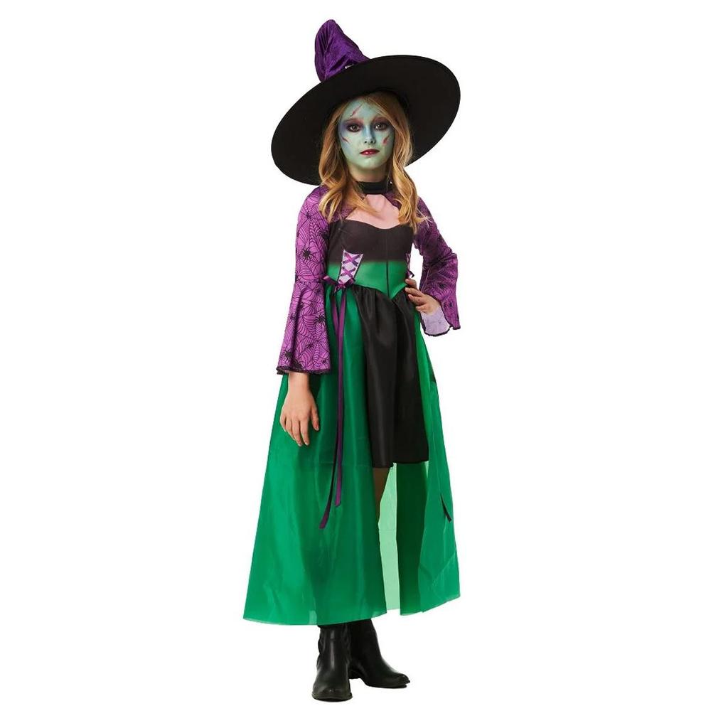 Fantasia Halloween Bruxa Infantil Vestido de Luxo Com Cauda em Oferta na Shopee