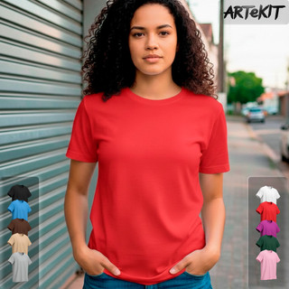 Camiseta Vermelha Feminina Algodão Premium Básica Lisa
