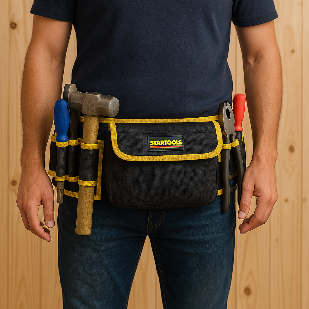 Cinturão Porta Ferramentas Multiuso Cinto Eletricista 7 Bolsos Startools AR0803