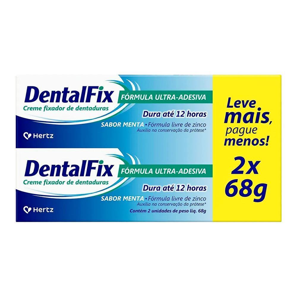 Dentalfix Creme Fixador De Dentaduras Sabor Menta Kit 2 68G