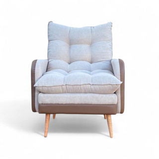 Poltrona Inglaterra Reclinável Corino Chocolate com Linho Bege Conlflex em Oferta na Shopee