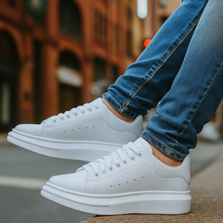 Tenis Casual Masculino Sola Alta 5cm Oversize Sneaker Clássico Branco Numeros Altos em Oferta na Shopee