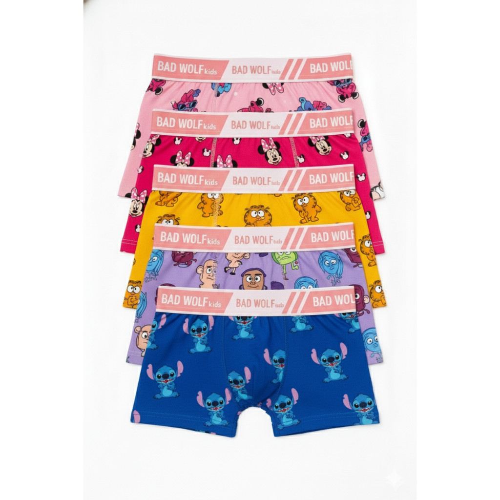 KIT com 1, 3, 5 ou 10 CALCINHA BOXER INFANTIL ESTAMPADA EM MICROFIBRA PARA MENINAS em Oferta na Shopee