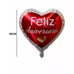 10 Balão Metalizado Feliz Aniversario Vermelho e Branco 45cm Festa Decoracao aniversario
