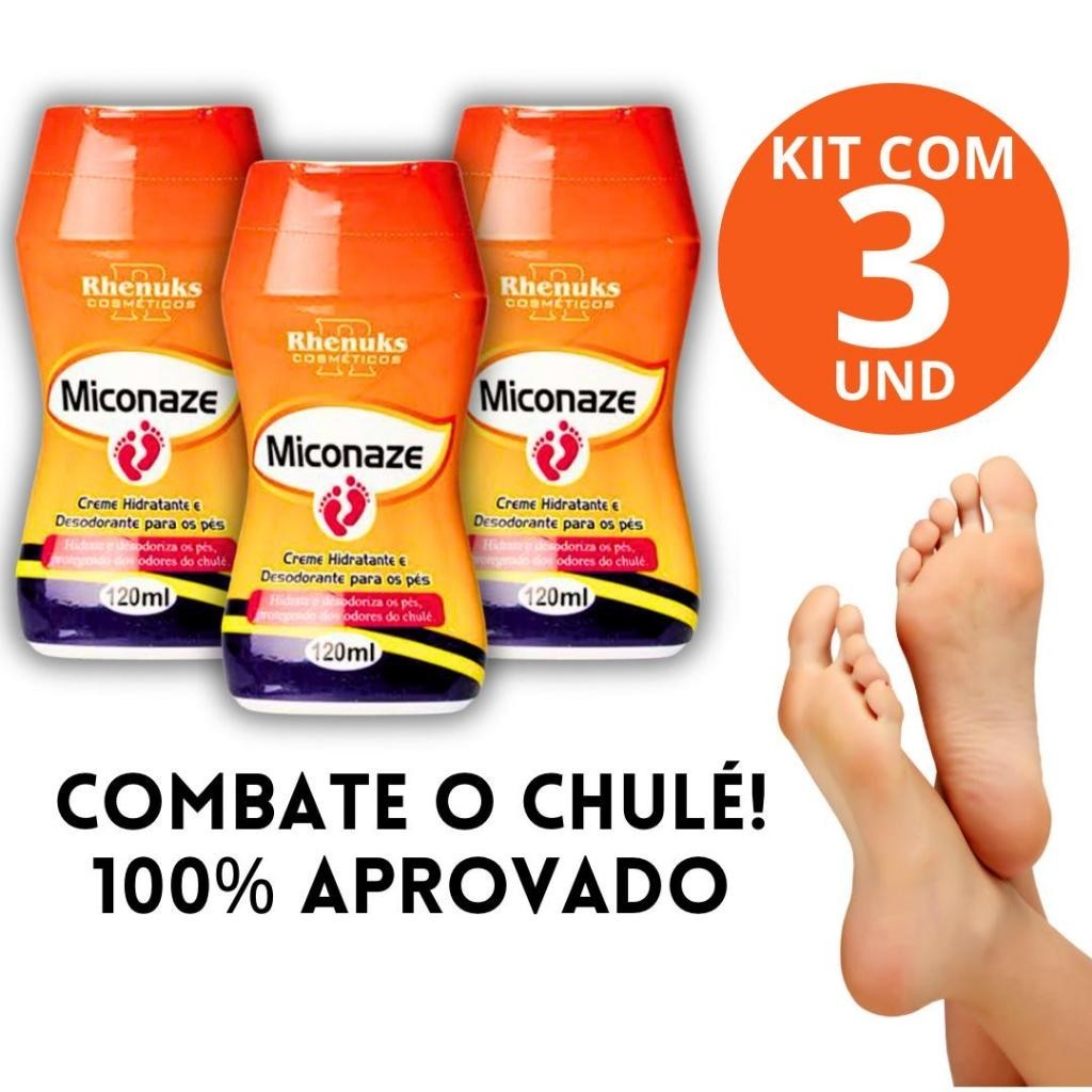 3 Und Creme Miconaze Remove Rachadura Chulé Desodorizante  Pés Micoses Frieiras Unhas 120ml  Hidratante Odor Esfoliante