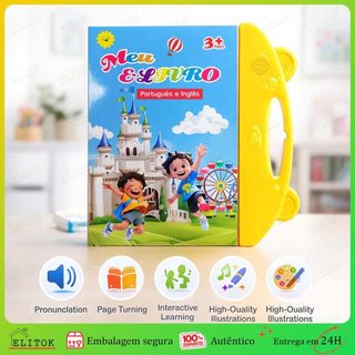 Livro Infantil Bilíngue Português Inglês Livro Interativo com Som Toque Inteligente Educativo Aprendizagem Crianças