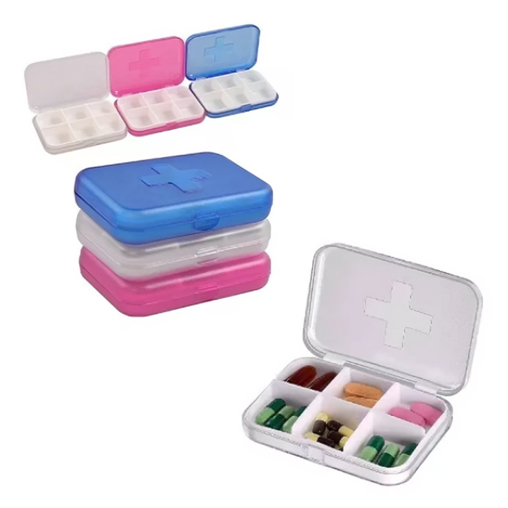 Porta Remédio/Mini Porta Comprimidos Com 6 Divisórias Portátil Organizador De Plástico em Oferta na Shopee