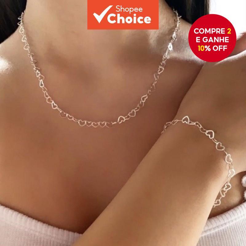 Colar de Coração Feminino em Aço Inoxidável Minimalista Corrente para Clavícula Colar de Camada Diária Joias em Oferta na Shopee