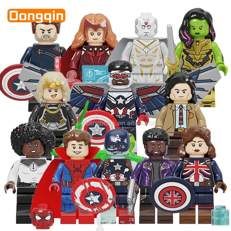 Bruxa Orangotango, Visão, Homem-Aranha Zumbi, Senhor Estrela, Capitão Grã-Bretanha Super-herói Bloco de Construção Bonec