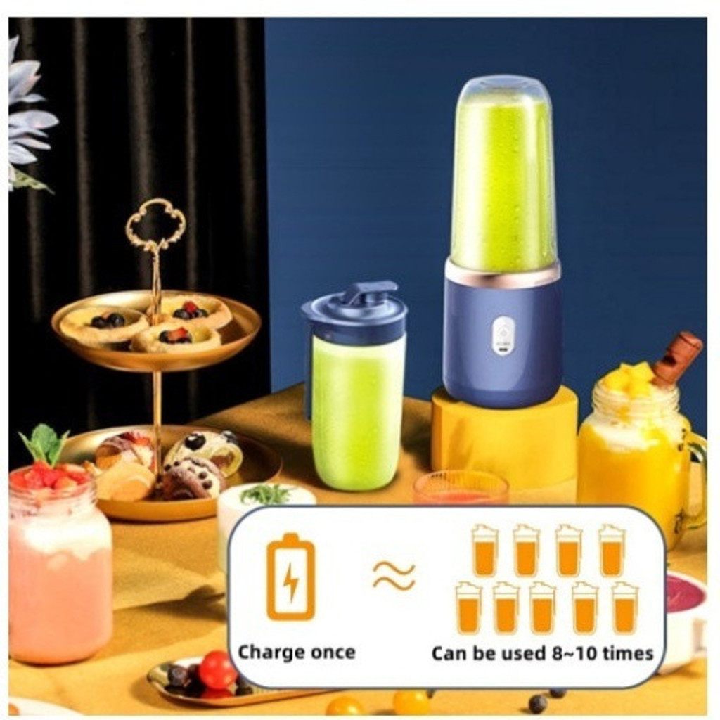 Mini Liquidificador Portátil Elétrico 400ML com 6 Lâminas, Espremedor de Suco, Alimentos, Misturador de Leite Smoothie