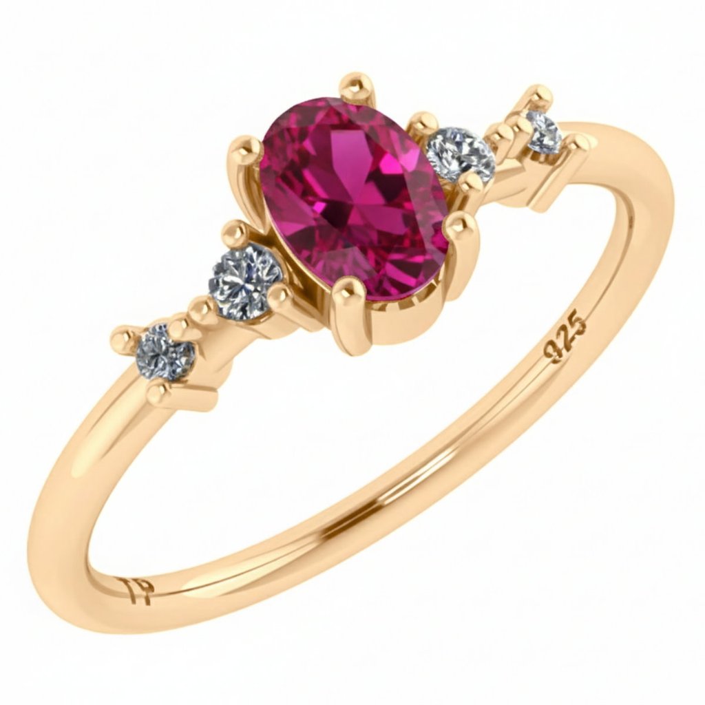 Anel London De Prata 925 Dourada Ouro 18k - Rubi em Oferta na Shopee