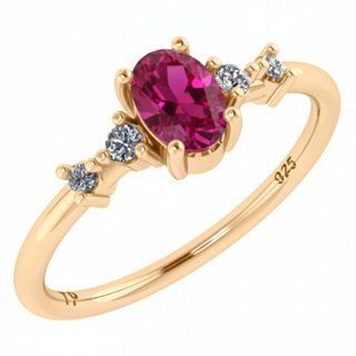 Anel London De Prata 925 Dourada Ouro 18k - Rubi em Oferta na Shopee