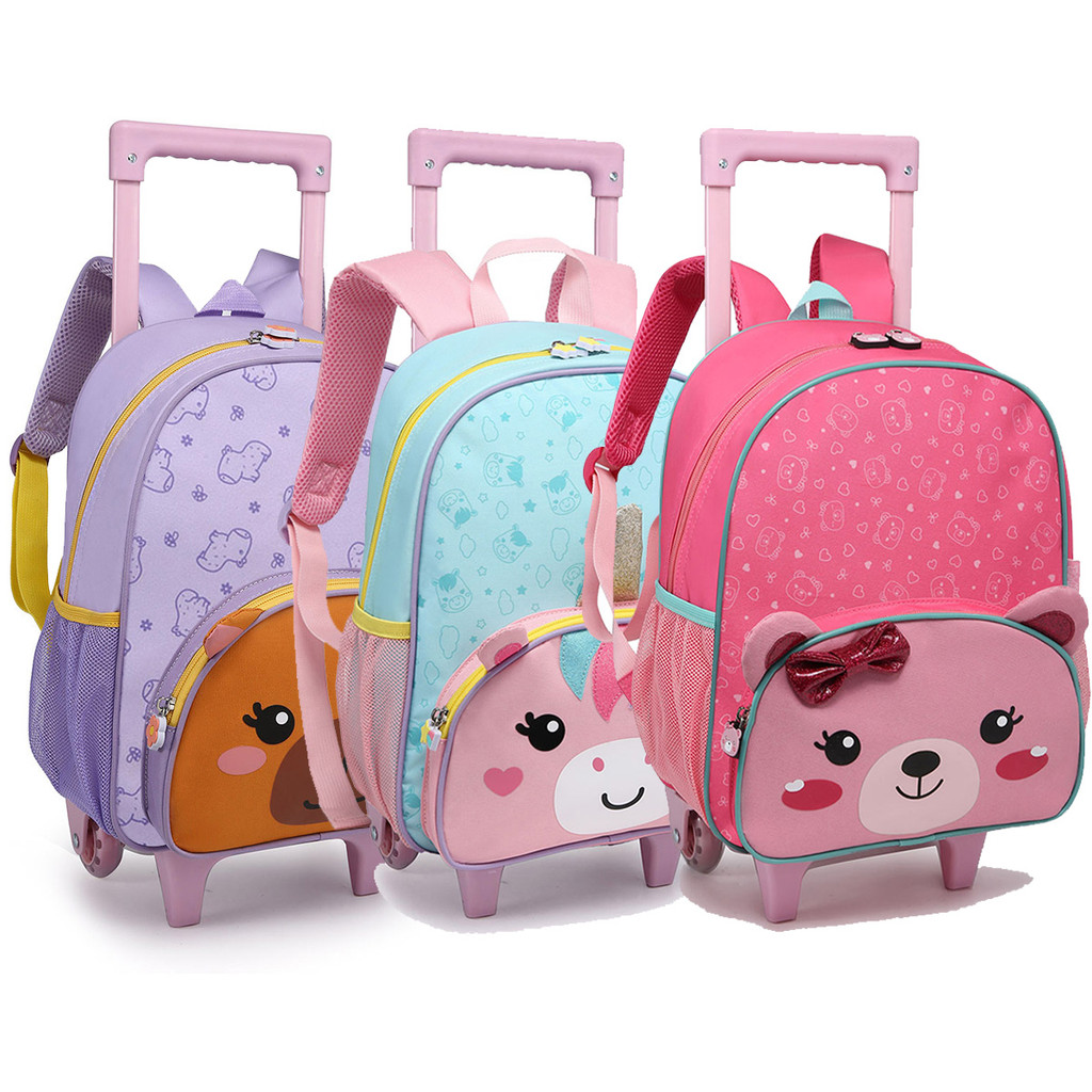 Mochila Infantil Creche Menina Rodinha Unicórnio Capivara em Oferta na Shopee