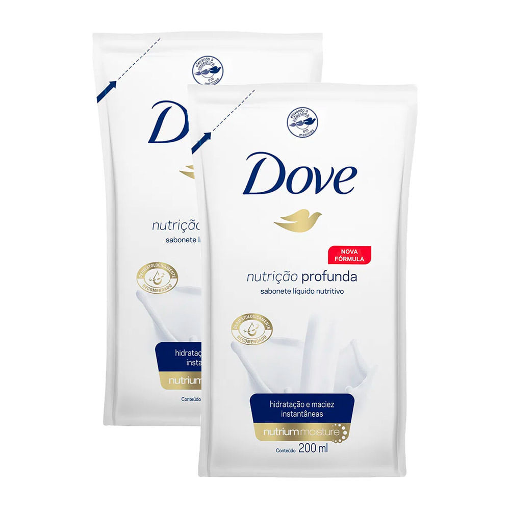 Kit 2 Sabonete Líquido Dove Hidratação Profunda Refil 200ml em Oferta na Shopee