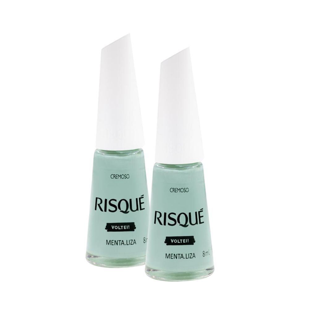 Kit 2 Esmalte Risqué Menta Liza Cremoso 8ml em Oferta na Shopee